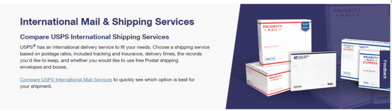 Compare international mail and shipping service