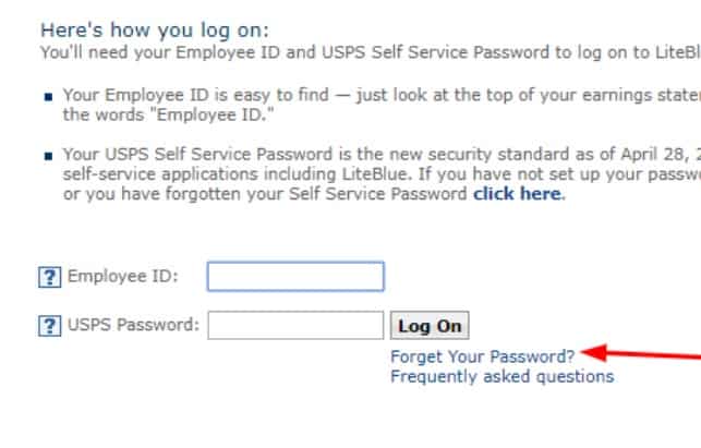 Reset Liteblue USPS Password